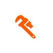 Orange silhouette of a pipe wrench icon on a white background, symbolizing Magnolia Plumbing’s residential plumbing or repair services in Memphis TN.